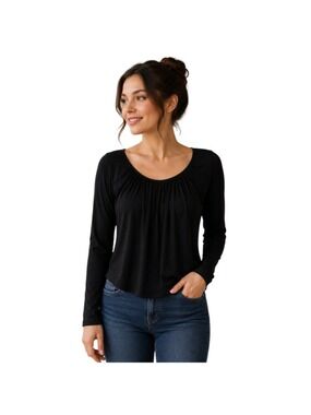 JJ Winks Black Long Sleeve Top with Built-In Bra Women’s Large Made in USA